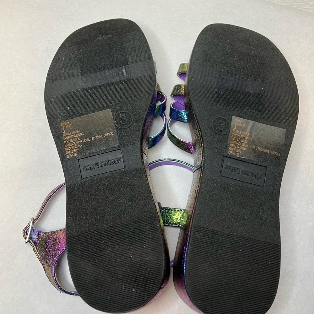 New Steve Madden Girls Crazy Iridescent Faux Leather Wedge Sandals dress - Picture 4 of 4